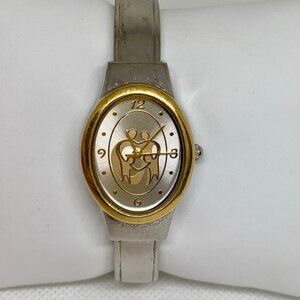 Avon family love women’s gold silver tone watch 23mm oval  cuff band running